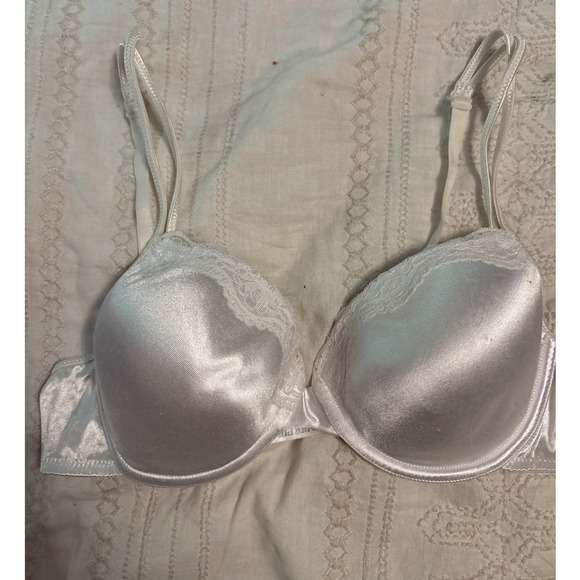 Vassarette Vintage White Satin Padded Push-up Underwire Bra, 36B (75-234)) - Picture 1 of 5